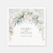 Gouden groen en Eucalyptus bladeren bruiloft Servet (Voorkant)