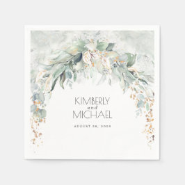 Gouden groen en Eucalyptus bladeren bruiloft Servet