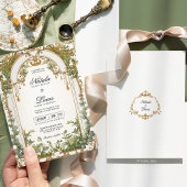 Gouden groen Eucalyptus verguld boog bruiloft Kaart