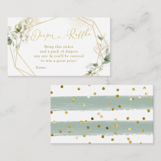 Gouden groen geometrisch Baby shower luier Raffle Informatiekaartje (Voorkant / Achterkant)