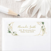 Gouden Groen Geometrische Baby in Bloom Adres Etiket (Insitu)