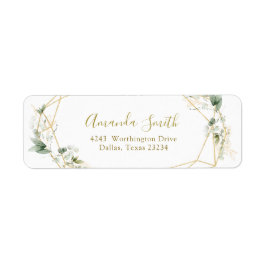 Gouden Groen Geometrische Baby in Bloom Adres Etiket