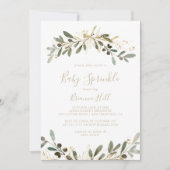 Gouden groen Herfst Baby Sprinkle uitnodiging (Voorkant)