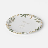 Gouden groen herfst bruiloft taart papier Bord (Gekanteld)