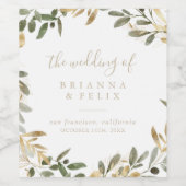 Gouden groen herfst bruiloft wijn labels etiket (Enkel label)