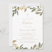 Gouden groen Herfst doopuitnodiging Kaart (Voorkant)