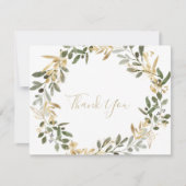 Gouden groen Herfst platte bruiloft bedankpas Bedankkaart (Voorkant)