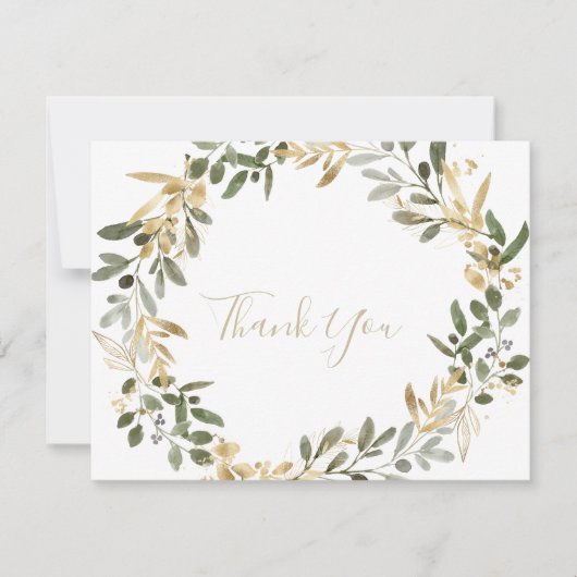Gouden groen Herfst platte bruiloft bedankpas Bedankkaart (Voorkant)