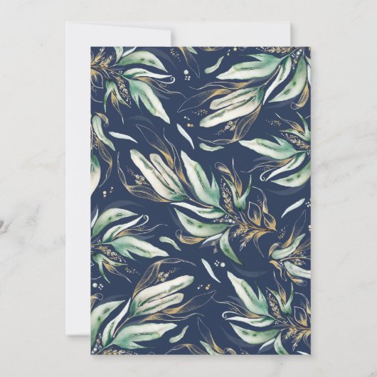 Gouden groen krans Navy Blue Boho Vrijgezellenfees Kaart (Achterkant)