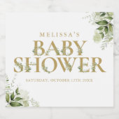 Gouden groen letter Baby shower Sparkling Wijnetiket (Enkel label)