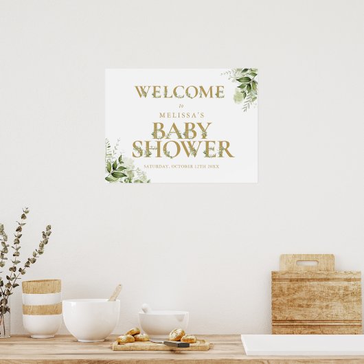 Gouden groen Letter Baby shower Welkomstbord Poster (Keuken)
