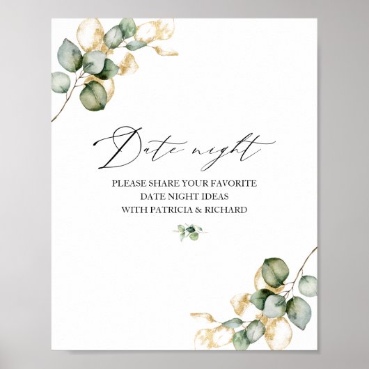 Gouden groen Vrijgezellenfeest Datum Nachtkruik te Poster (Voorkant)