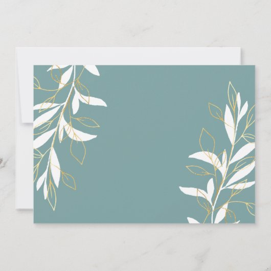 Gouden Groen Waterverf Bloemen Verlovingsfeest Kaart (Achterkant)