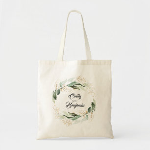 Gouden groenbladeren krans elegant modern tote bag