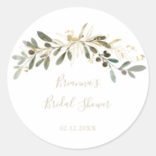 Gouden groenbruiloft bruidsfeest favor   ronde sticker