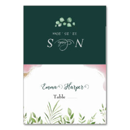 Gouden groene afdrukbare huwelijksplaatskaarten kaart