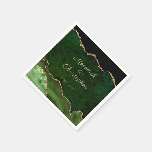 Gouden groene agaat bruiloft servetten (Hoek)