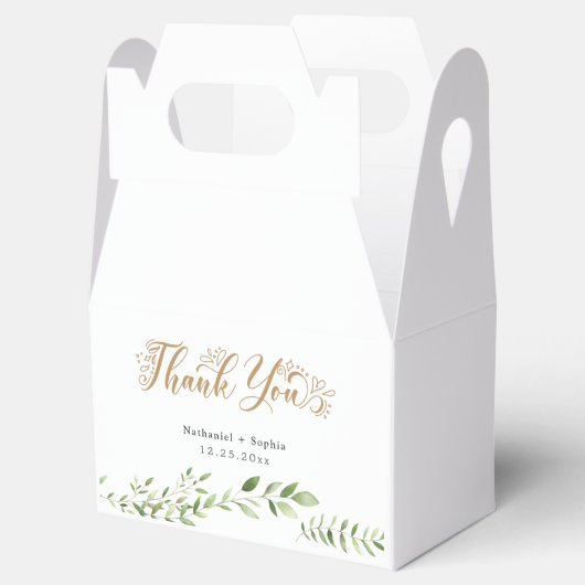 Gouden Groene Aquarel Dank Je Favorietendoos Bedankdoosjes (Geopend)