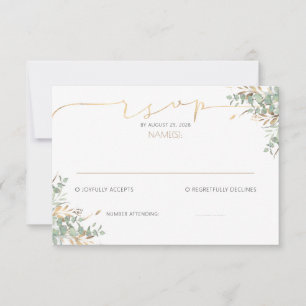 Gouden Groene Baby Shower RSVP Kaarten