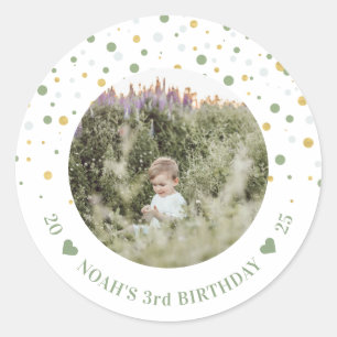 Gouden & Groene Ballonnen   Jongens Verjaardagsfee Ronde Sticker
