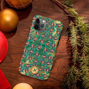 Gouden Groene Basset Hound Lieve Hond Kerstmis Case-Mate iPhone Case