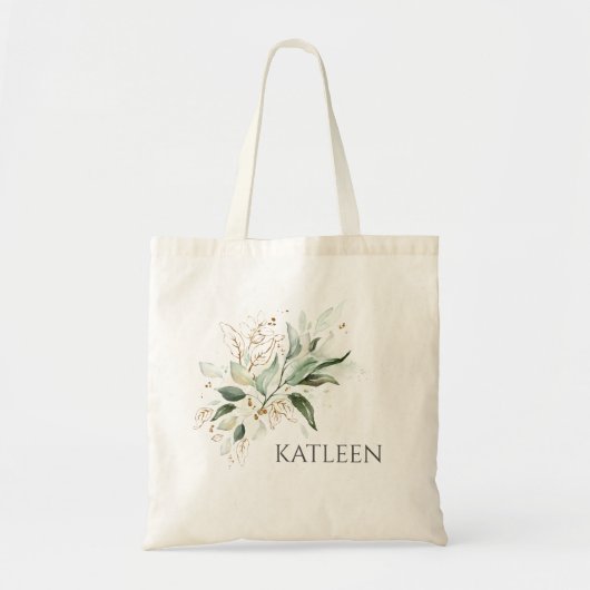 Gouden groene bladeren elegant modern tote bag (Voorkant)