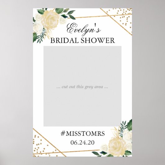Gouden groene bloem bruiloftsshower foto prop poster (Voorkant)