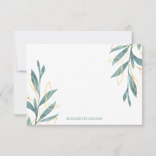 Gouden Groene Bloemen Gepersonaliseerde briefpapie Bedankkaart