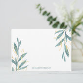 Gouden Groene Bloemen Gepersonaliseerde briefpapie Bedankkaart (Staand voorkant)