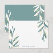 Gouden Groene Bloemen Gepersonaliseerde briefpapie Bedankkaart (Voorkant / Achterkant)