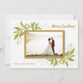 Gouden groene bloemen kerst foto feestdagenkaart (Voorkant)