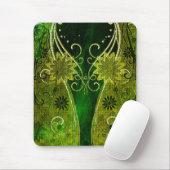 Gouden & Groene Bloemen Swirls met textuur Muismat (Met muis)