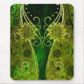 Gouden & Groene Bloemen Swirls met textuur Muismat (Voorkant)