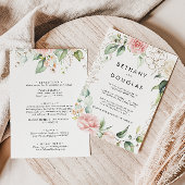 Gouden Groene Blush Rug & Voorzijde Formele Bruilo Kaart