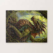 Gouden Groene Bosdraak Legpuzzel (Horizontaal)