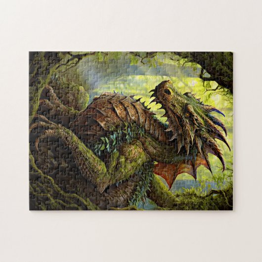 Gouden Groene Bosdraak Legpuzzel (Horizontaal)