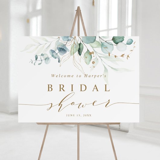 Gouden & Groene Botanische Bruidsontbijt Welkomstb Poster