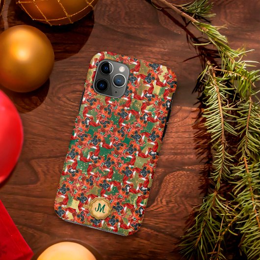 Gouden Groene Boxer Schattige Hond Kerstmis Case-Mate iPhone Case