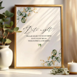 Gouden Groene Bruidsdouche Date Night Jar Bordje Poster