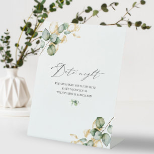 Gouden Groene Bruidsdouche Date Night Jar Bordje Reclamebord Met Voetstuk