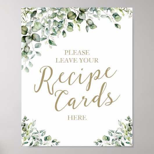 Gouden Groene Bruiloft Feest Recept Kaarten Bord Poster (Voorkant)