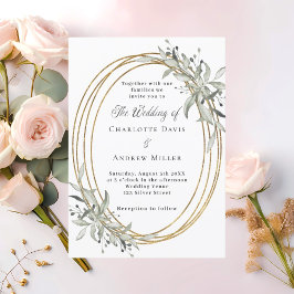 Gouden groene bruiloft kaart