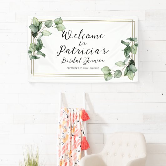 Gouden Groene Bruiloft Uitnodigingsbanner Spandoek (Insitu)