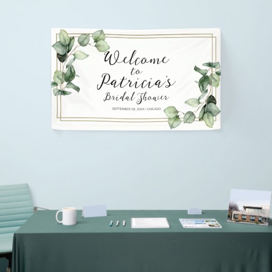 Gouden Groene Bruiloft Uitnodigingsbanner Spandoek (Beurs)