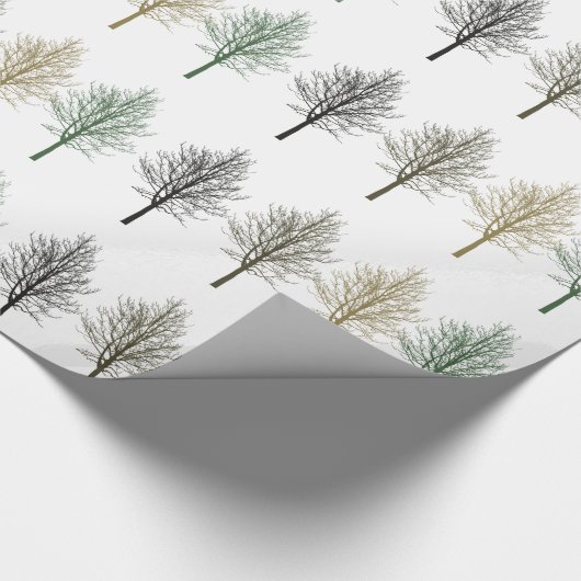 Gouden Groene Bruine Bomen Verjaardag Cadeaupapier (Hoek)
