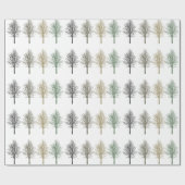 Gouden Groene Bruine Bomen Verjaardag Cadeaupapier (Vlak)