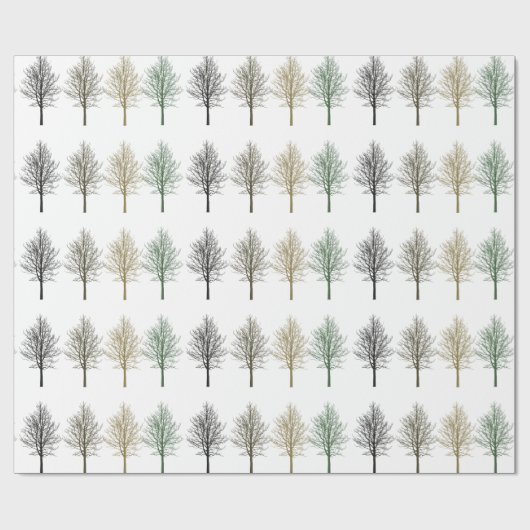 Gouden Groene Bruine Bomen Verjaardag Cadeaupapier (Vlak)