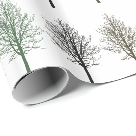 Gouden Groene Bruine Bomen Verjaardag Cadeaupapier (Rol Hoek)