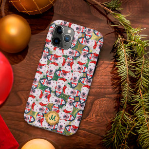 Gouden Groene Bull Terrier Schattige Hond Kerstmis Case-Mate iPhone Case