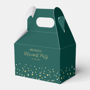 Gouden & Groene Confetti Moderne Pensioenfeest Bedankdoosjes